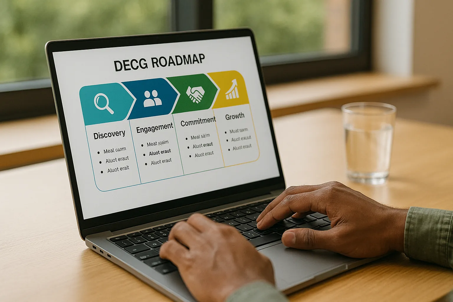 Digital roadmap and metrics on a screen